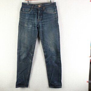 Unbranded Brand Jeans Mens 29 Blue Relaxed Tapered 14.5 Selvedge Dark Wash Heavy